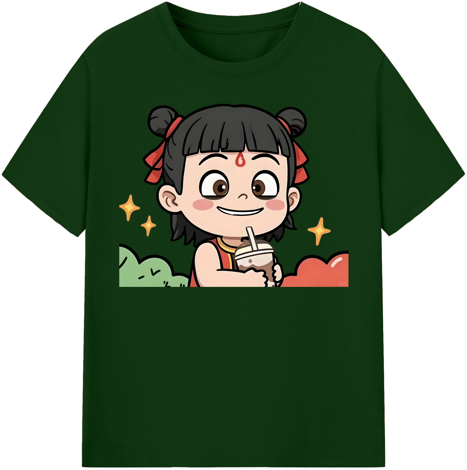 （画像用） Ne Zha 2 ナタ 魔童の大暴れ 綿100％半袖Tシャツ（フロントプリント）